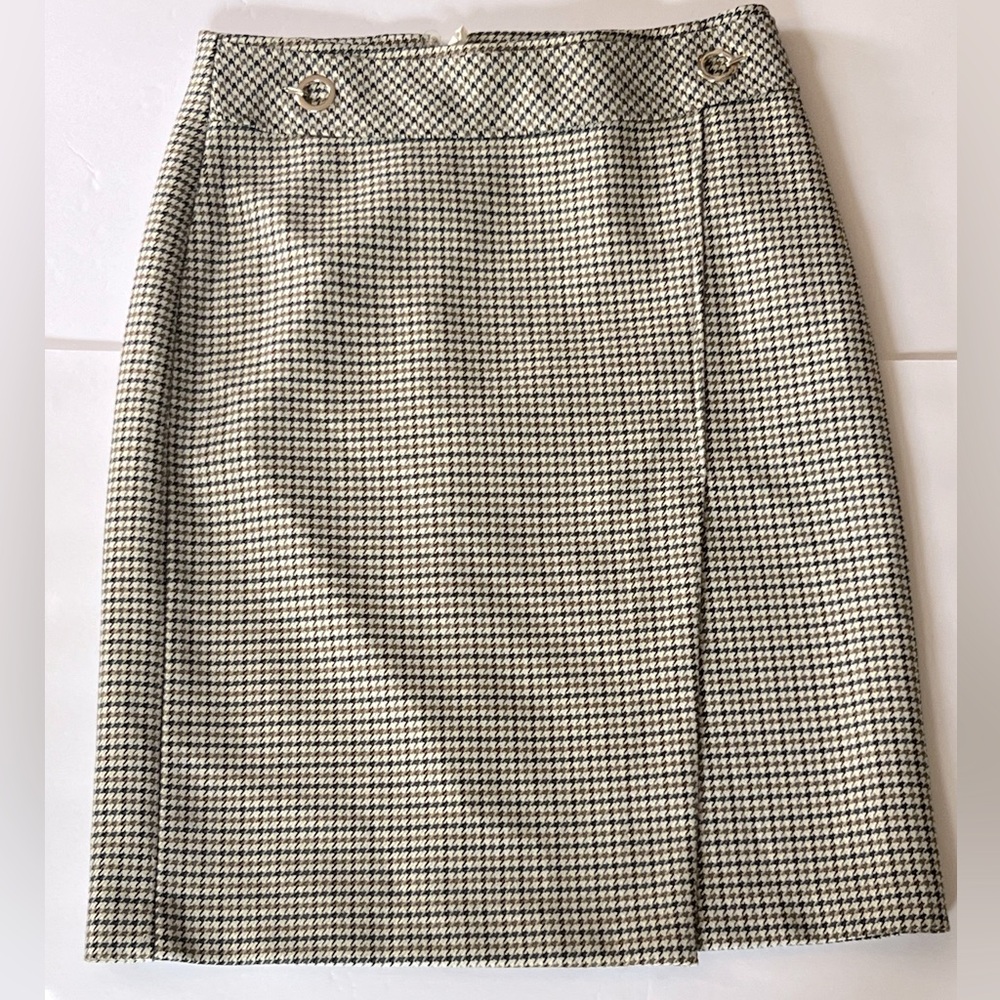 H&M Womens Skirt Size 6 Brown Houndstooth Academia Knee Length Pencil Straight